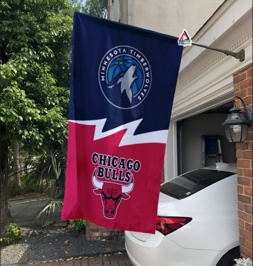 Timberwolves vs Bulls House Divided Flag, NBA House Divided Flag