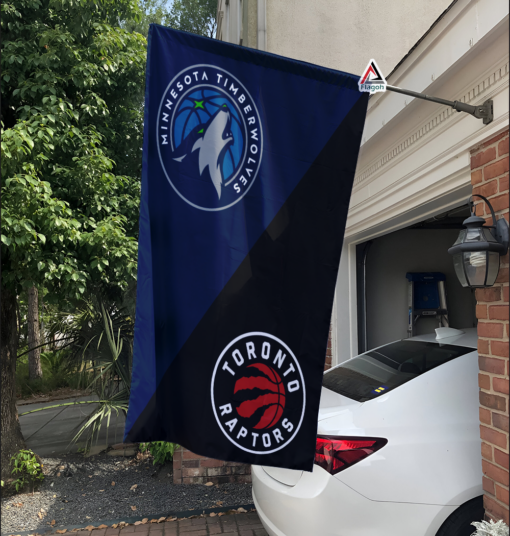 Timberwolves vs Raptors House Divided Flag, NBA House Divided Flag