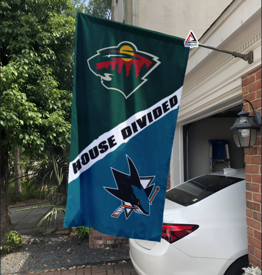 Wild vs Sharks House Divided Flag, NHL House Divided Flag