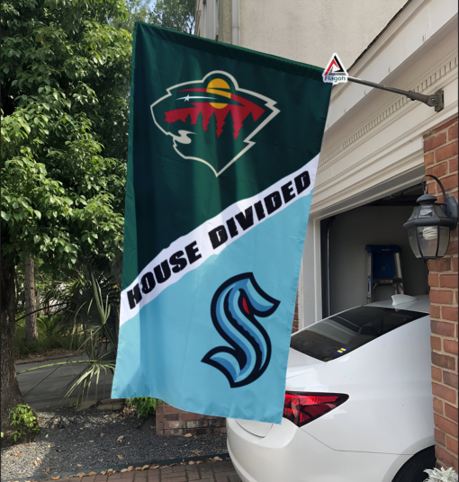 Wild vs Kraken House Divided Flag, NHL House Divided Flag