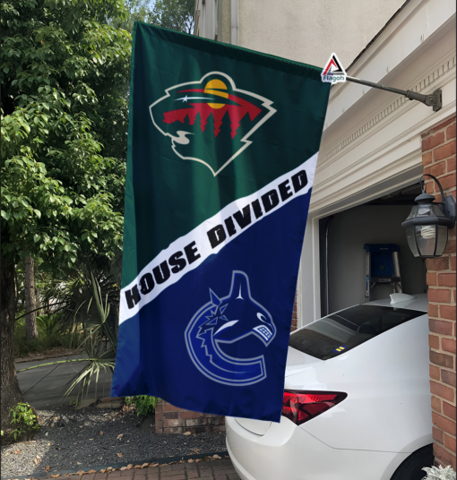 Wild vs Canucks House Divided Flag, NHL House Divided Flag