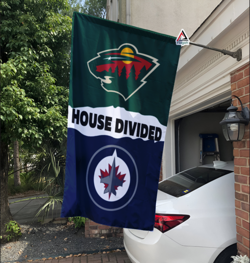 Wild vs Jets House Divided Flag, NHL House Divided Flag