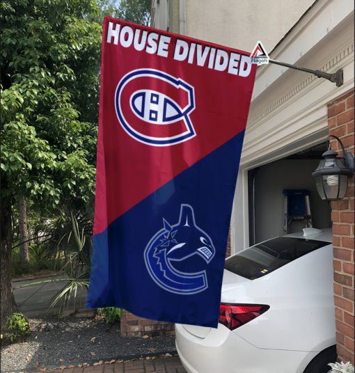 Canadiens vs Canucks House Divided Flag, NHL House Divided Flag