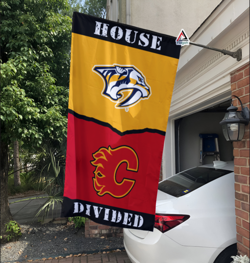 Predators vs Flames House Divided Flag, NHL House Divided Flag