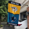 Nashville Predators vs San Jose Sharks House Divided Flag, NHL House Divided Flag