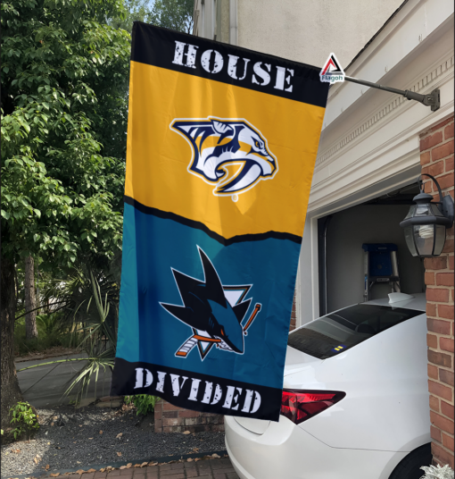 Predators vs Sharks House Divided Flag, NHL House Divided Flag