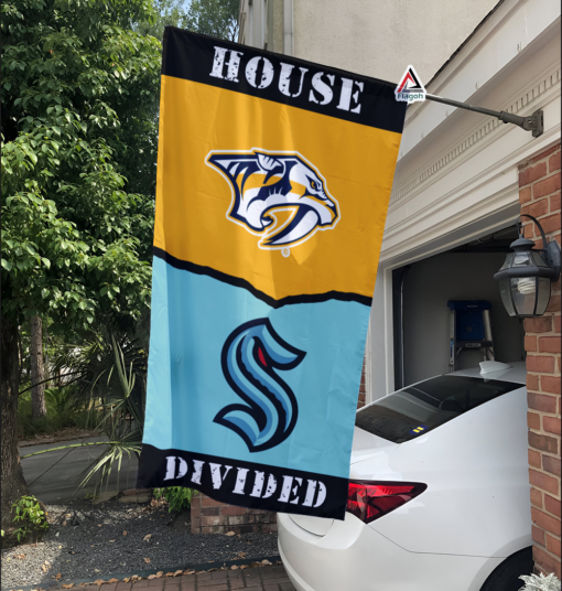 Predators vs Kraken House Divided Flag, NHL House Divided Flag