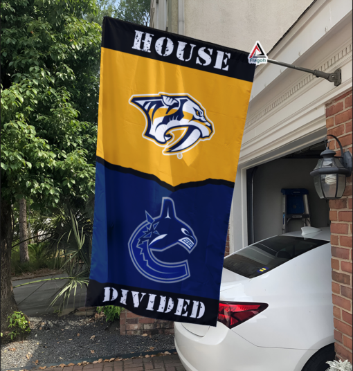 Predators vs Canucks House Divided Flag, NHL House Divided Flag