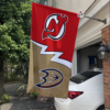 New Jersey Devils vs Anaheim Ducks House Divided Flag, NHL House Divided Flag