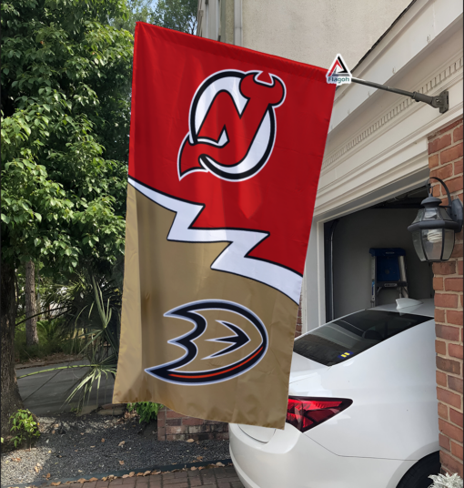 Devils vs Ducks House Divided Flag, NHL House Divided Flag