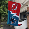 New Jersey Devils vs San Jose Sharks House Divided Flag, NHL House Divided Flag