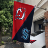 New Jersey Devils vs Seattle Kraken House Divided Flag, NHL House Divided Flag