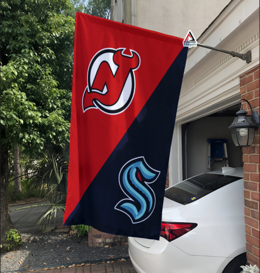 Devils vs Kraken House Divided Flag, NHL House Divided Flag