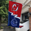 New Jersey Devils vs Vancouver Canucks House Divided Flag, NHL House Divided Flag