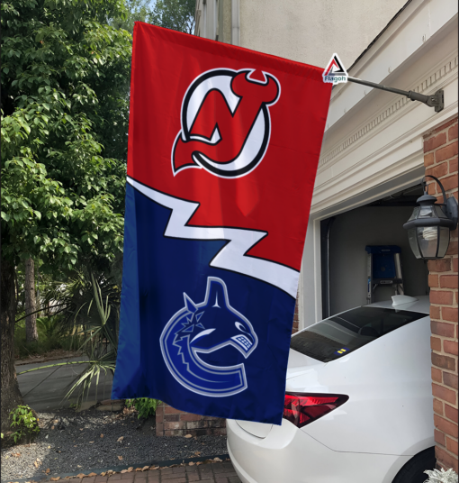 Devils vs Canucks House Divided Flag, NHL House Divided Flag