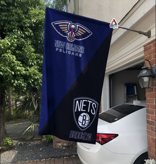 Pelicans vs Nets House Divided Flag, NBA House Divided Flag