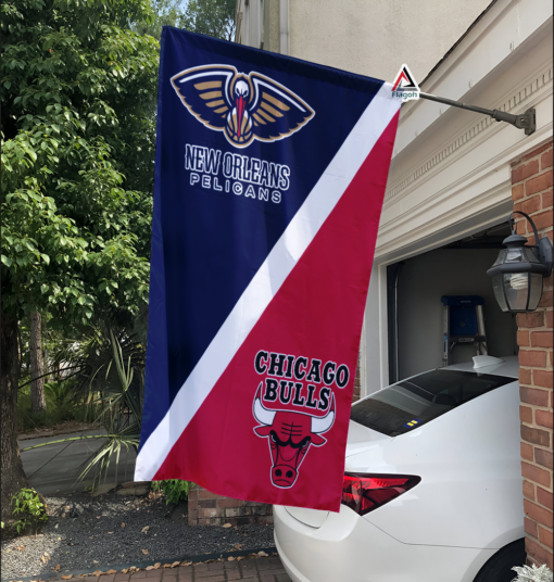 Pelicans vs Bulls House Divided Flag, NBA House Divided Flag