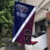 New Orleans Pelicans vs Cleveland Cavaliers House Divided Flag, NBA House Divided Flag