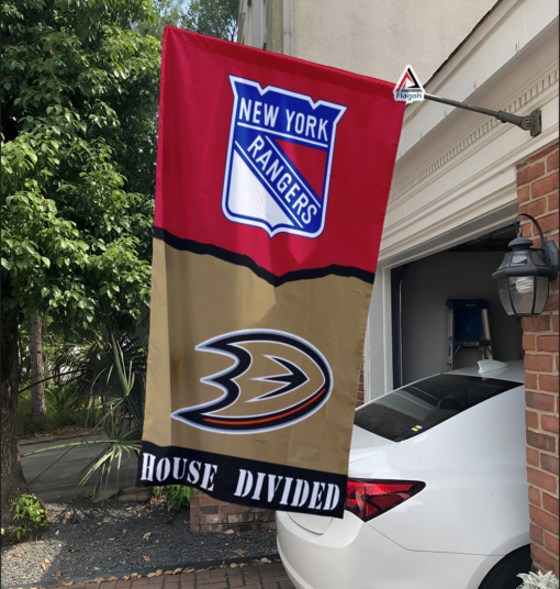 Rangers vs Ducks House Divided Flag, NHL House Divided Flag