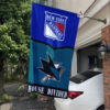 New York Rangers vs San Jose Sharks House Divided Flag, NHL House Divided Flag