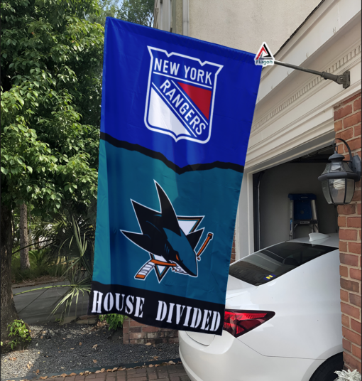 Rangers vs Sharks House Divided Flag, NHL House Divided Flag