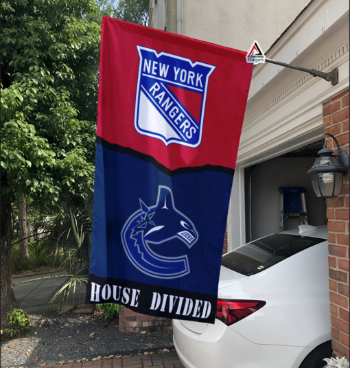 Rangers vs Canucks House Divided Flag, NHL House Divided Flag