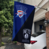 Oklahoma City Thunder vs Brooklyn Nets House Divided Flag, NBA House Divided Flag