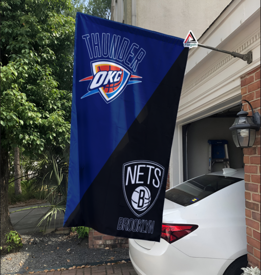 Thunder vs Nets House Divided Flag, NBA House Divided Flag