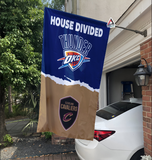 Thunder vs Cavaliers House Divided Flag, NBA House Divided Flag