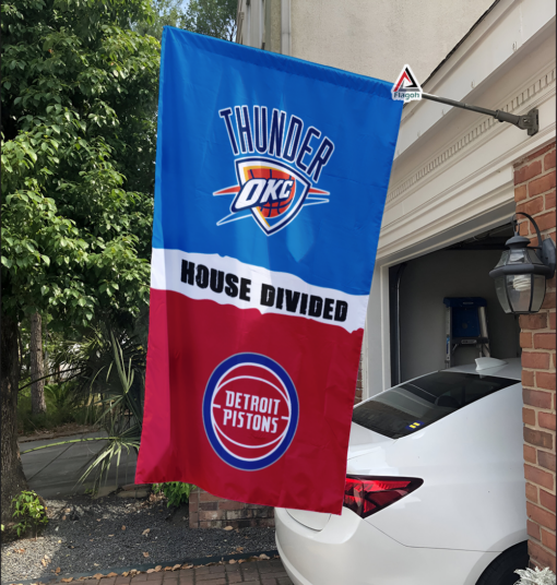 Thunder vs Pistons House Divided Flag, NBA House Divided Flag