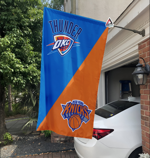 Thunder vs Knicks House Divided Flag, NBA House Divided Flag