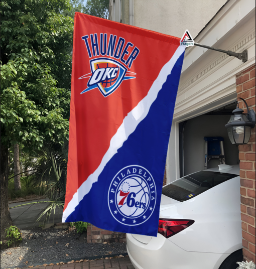 Thunder vs 76ers House Divided Flag, NBA House Divided Flag