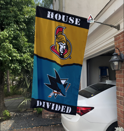 Senators vs Sharks House Divided Flag, NHL House Divided Flag