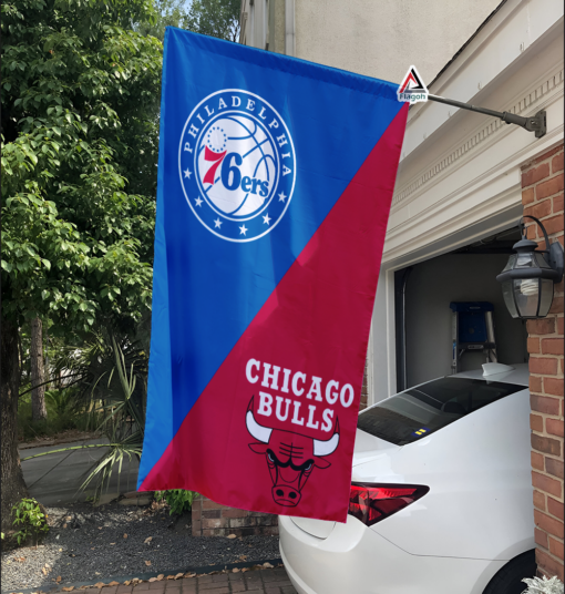 76ers vs Bulls House Divided Flag, NBA House Divided Flag