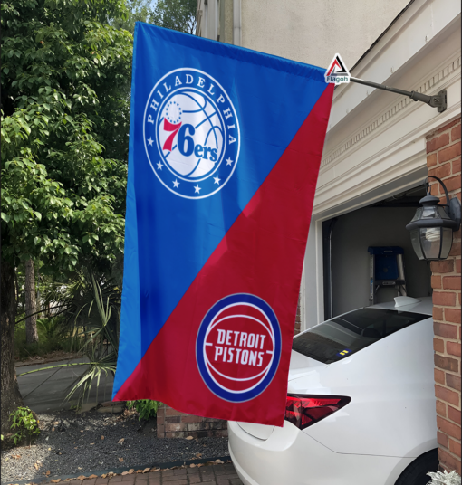 76ers vs Pistons House Divided Flag, NBA House Divided Flag