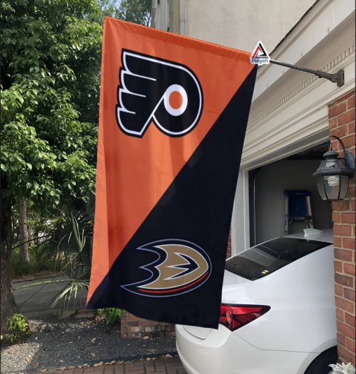 Flyers vs Ducks House Divided Flag, NHL House Divided Flag