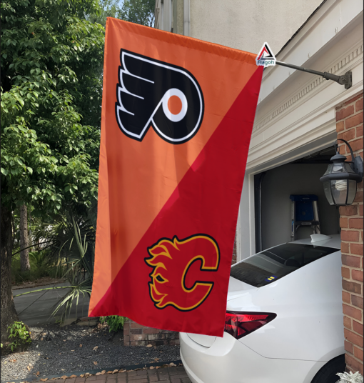 Flyers vs Flames House Divided Flag, NHL House Divided Flag