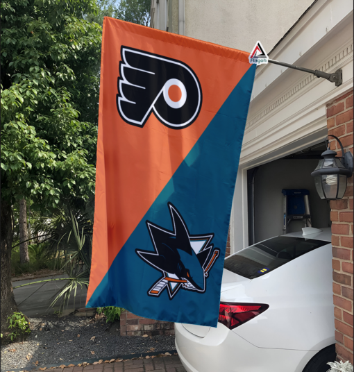 Flyers vs Sharks House Divided Flag, NHL House Divided Flag