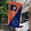 Philadelphia Flyers vs Vancouver Canucks House Divided Flag, NHL House Divided Flag