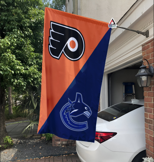 Flyers vs Canucks House Divided Flag, NHL House Divided Flag