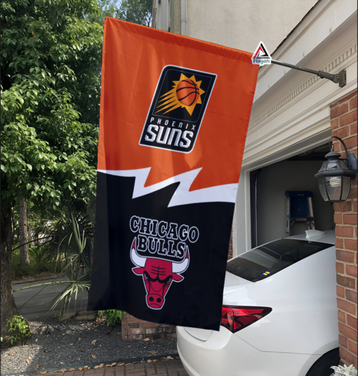 Suns vs Bulls House Divided Flag, NBA House Divided Flag