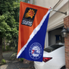 Phoenix Suns vs Philadelphia 76ers House Divided Flag, NBA House Divided Flag