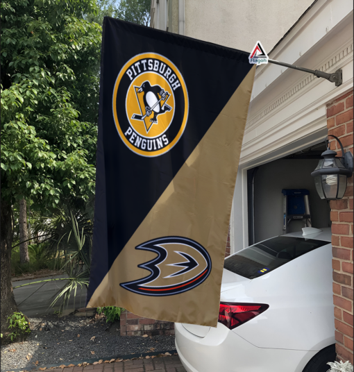 Penguins vs Ducks House Divided Flag, NHL House Divided Flag