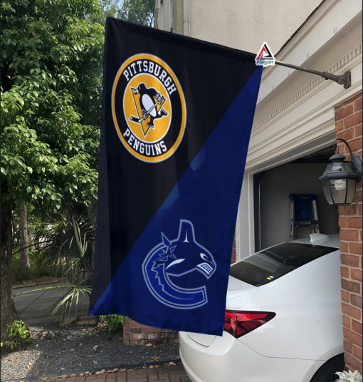 Penguins vs Canucks House Divided Flag, NHL House Divided Flag