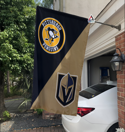 Penguins vs Golden Knights House Divided Flag, NHL House Divided Flag