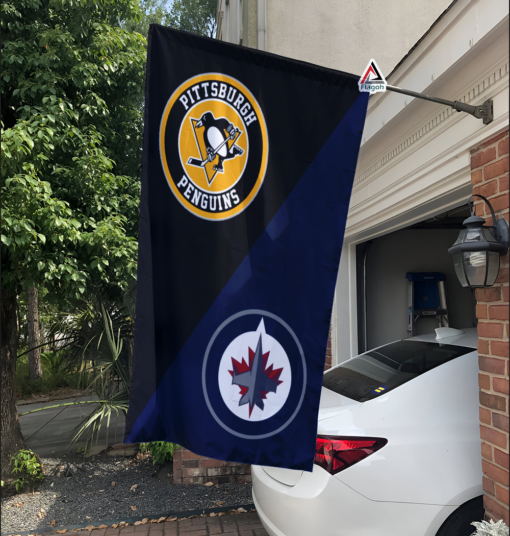 Penguins vs Jets House Divided Flag, NHL House Divided Flag