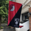 Portland Trail Blazers vs Brooklyn Nets House Divided Flag, NBA House Divided Flag