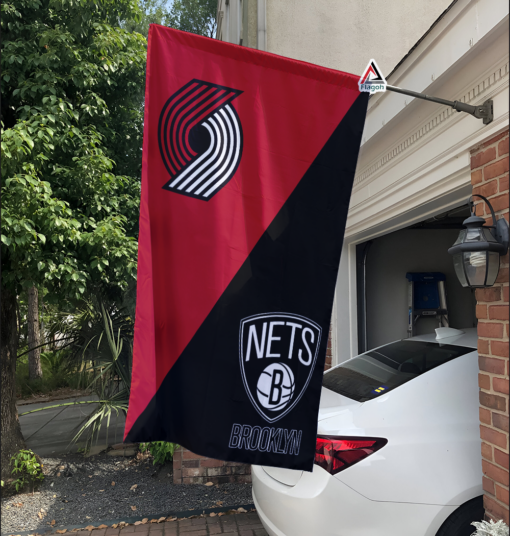 Trail Blazers vs Nets House Divided Flag, NBA House Divided Flag