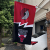 Portland Trail Blazers vs Chicago Bulls House Divided Flag, NBA House Divided Flag