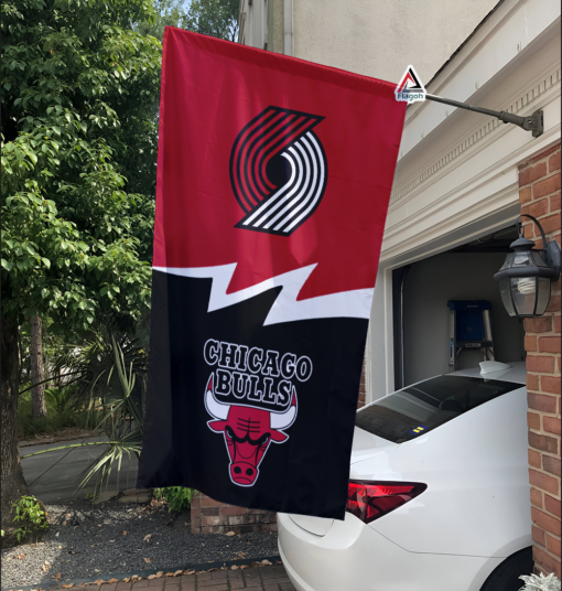 Trail Blazers vs Bulls House Divided Flag, NBA House Divided Flag